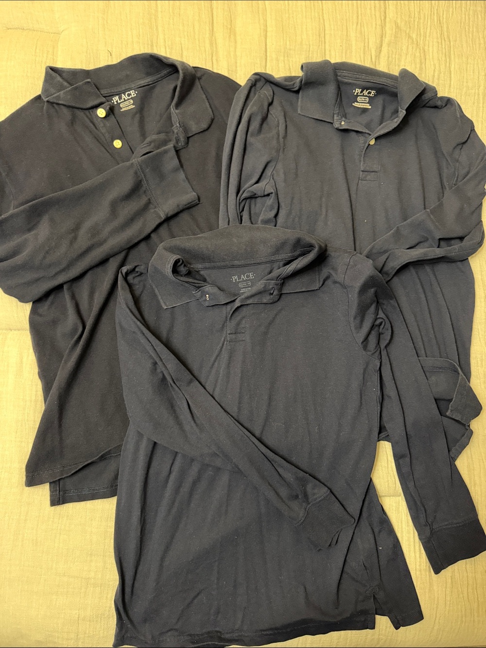 The Children's Place Navy Long Sleeve Polo Tops - Set of 3